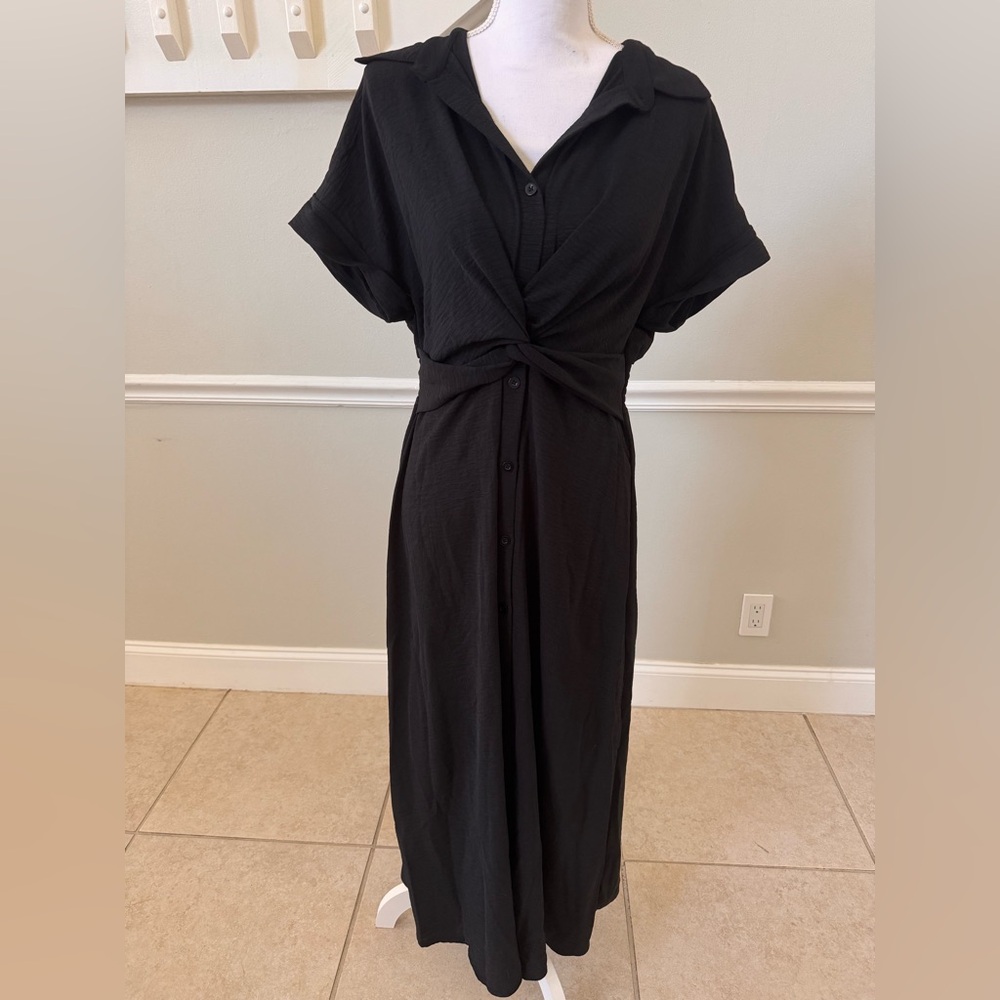 Elegant Black Button-Down Dress